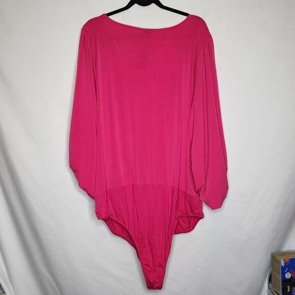 5X 28W Torrid Pink Knit Bodysuit Surplice V Neck Long Sleeve Snap Close Offfice - Picture 12 of 12